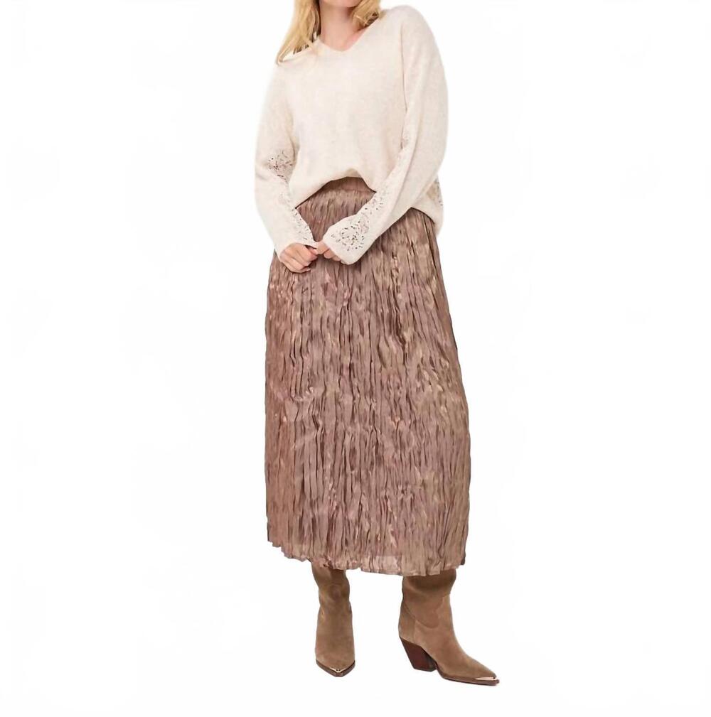 NEW ESQUALO midnight pleated midi skirt in mocha brown